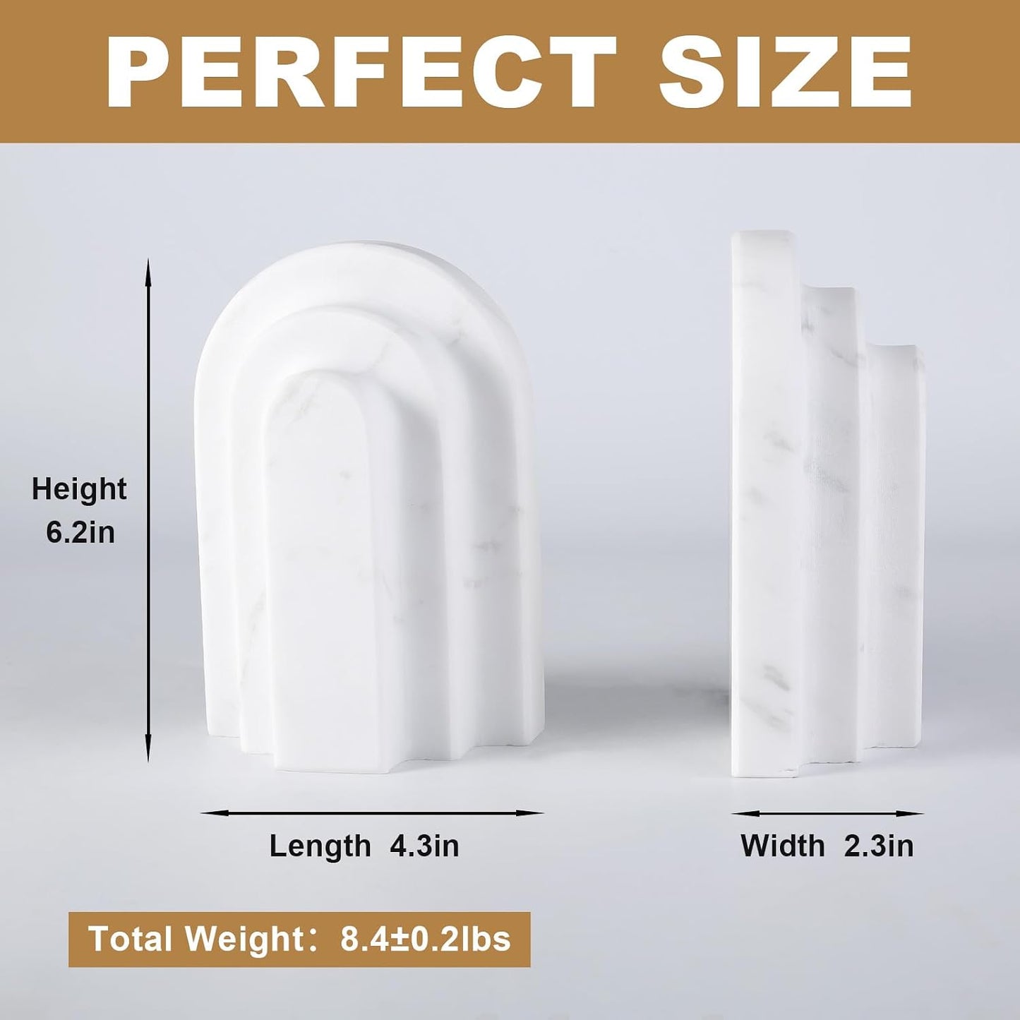 Heavy Duty Bookends / Arched-white