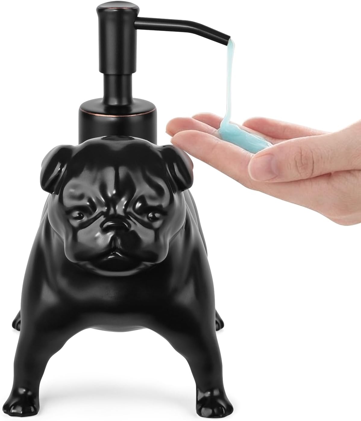 Pug Dog Shaped Ceramic Pump Soap Dispenser / Pug Pump Dispenser-black