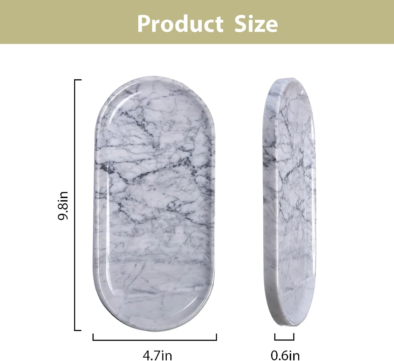 Natural Marble Tray / Carrara White / 9.8 x 4.7 x 0.6