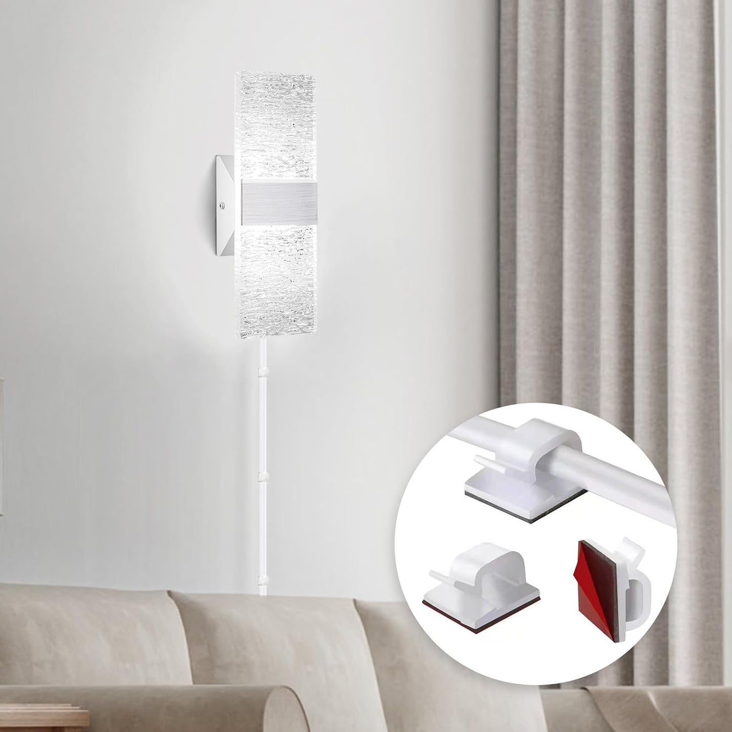 GOODATE Plug in Wall Sconces with Adjustable 3000K-6500K Colors & 10%-100% Brightness, Sconces Wall Decor Set of 2 with