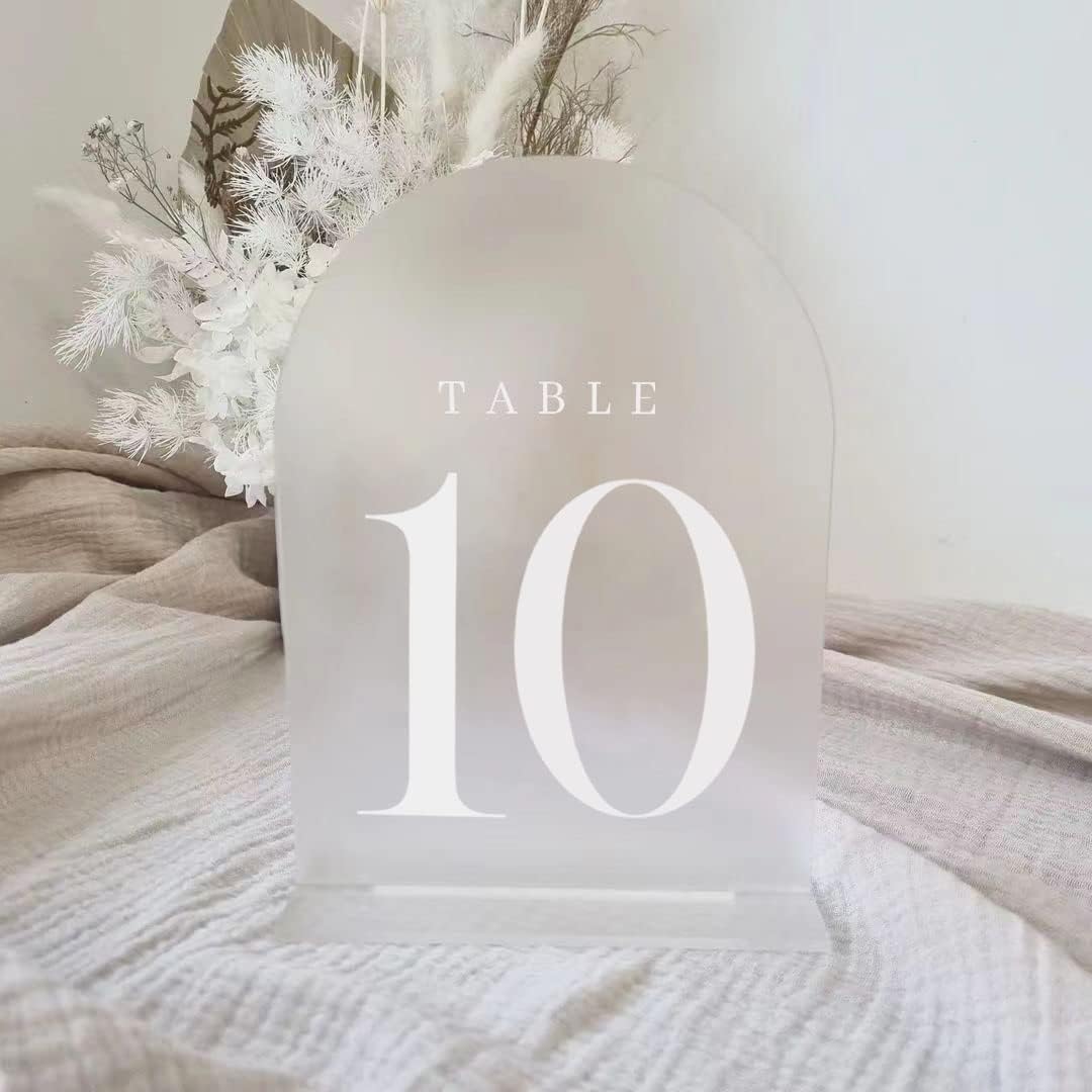 Frosted Arch Table Numbers for Wedding, 15 Pack 5"x7" Frosted Arch Acrylic Signs with Holder Acrylic Table Numbers