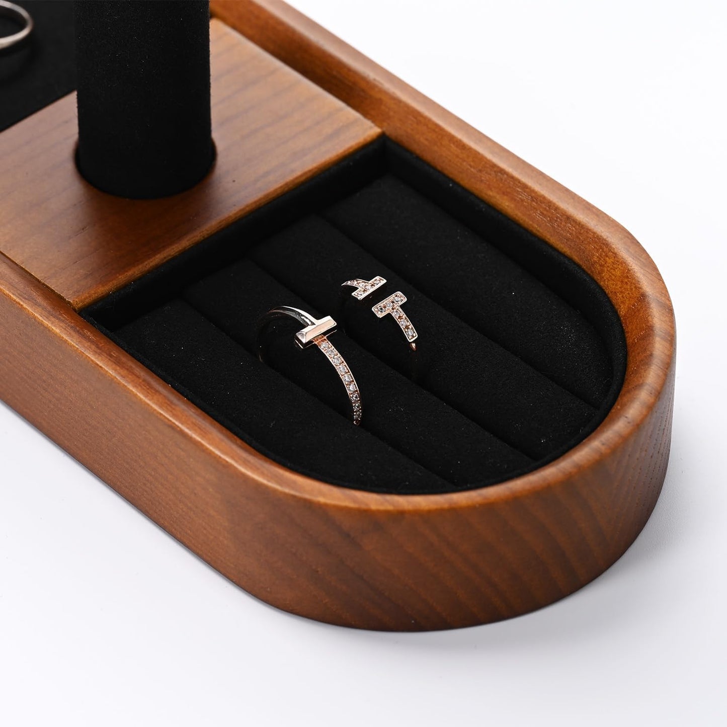 Oirlv Solid Wood Watch Stand T-bar Watch Holder Organizer for Men and Women Showcase Bracelet Bangle Jewelry Display