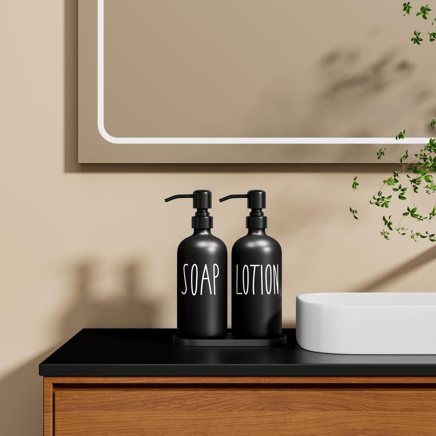 MOMEEMO Black Soap Dispenser Bathroom, Contains Lotion and Hand Soap Dispenser, Suitable for Bathroom Accessories