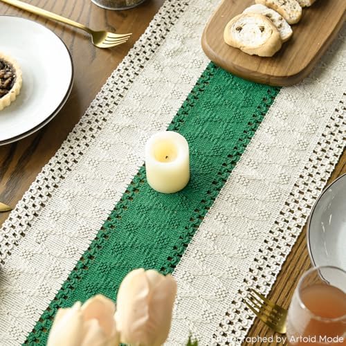 Artoid Mode Emerald Green Farmhouse Rustic Table Runner 12x60 Inch