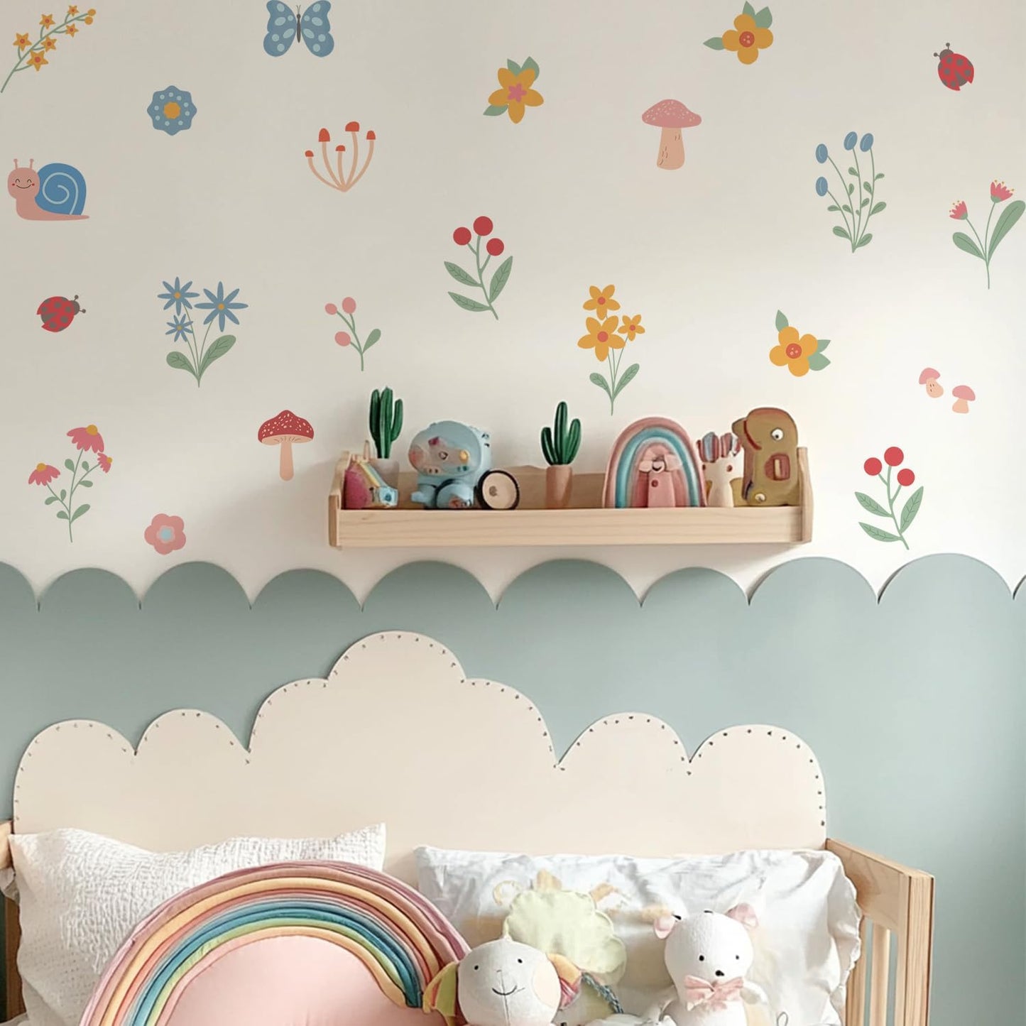 Boho Flower Wall Decal Stickers Butterfly Kids Toddler / Flower B / 8.66inches*6.3inches*12sheets