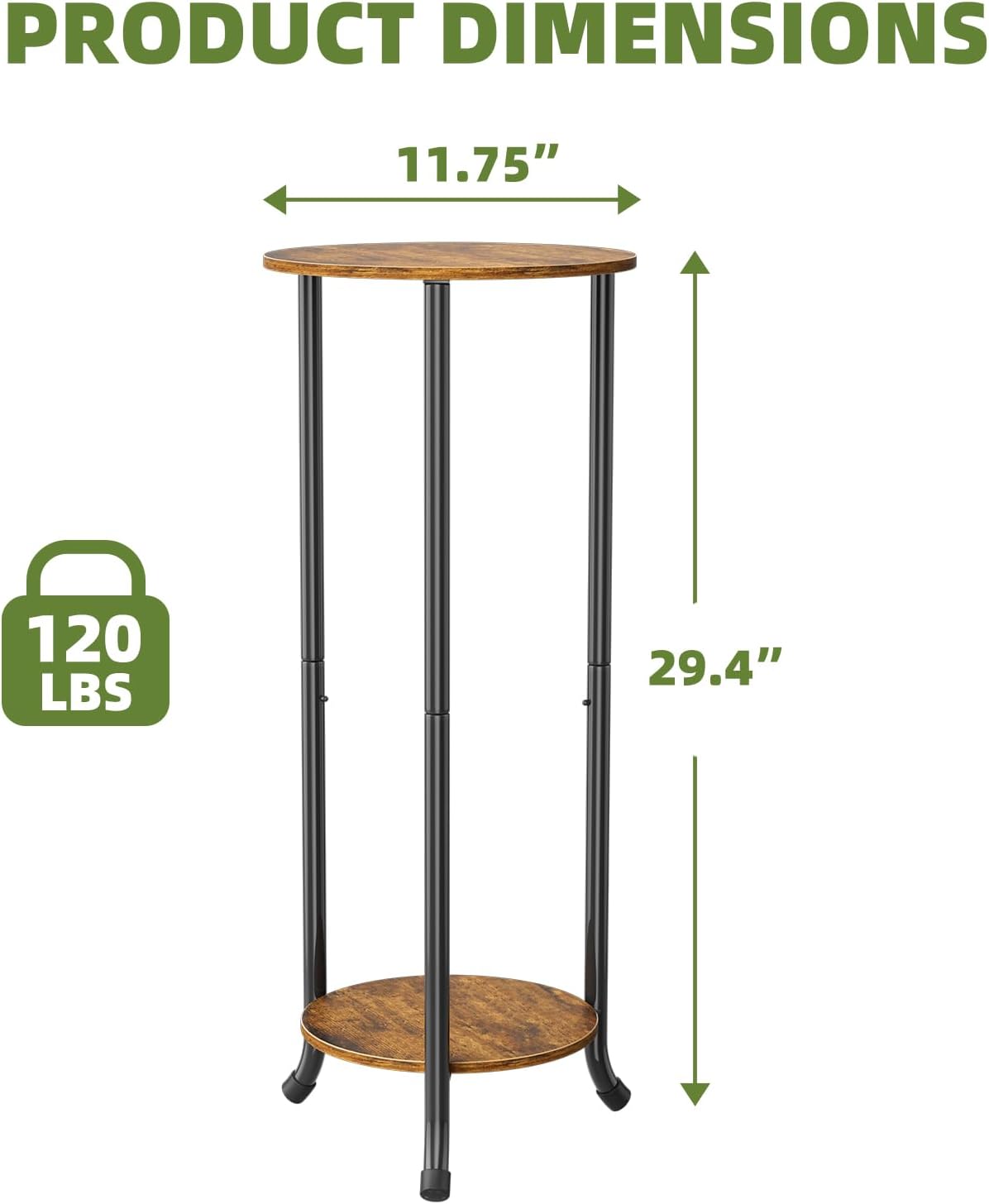 Simple Trending Plant Stand Indoor Outdoor, 29.4” Tall Flower Storage Plant Shelf Set of 2, Round Corner Display Rack
