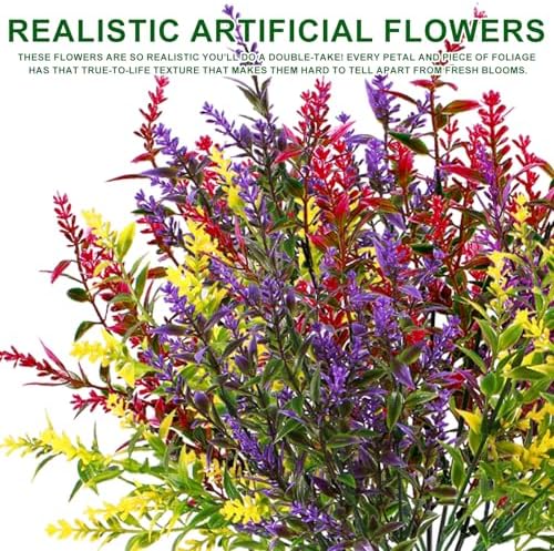 TURNMEON 20 Bundles Artificial Flowers for Outdoors UV Resistant No Fade