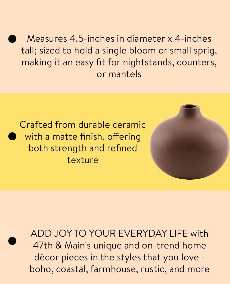 Ceramic Vases for Flowers Modern Minimalist Small Vase / Matte Coffee