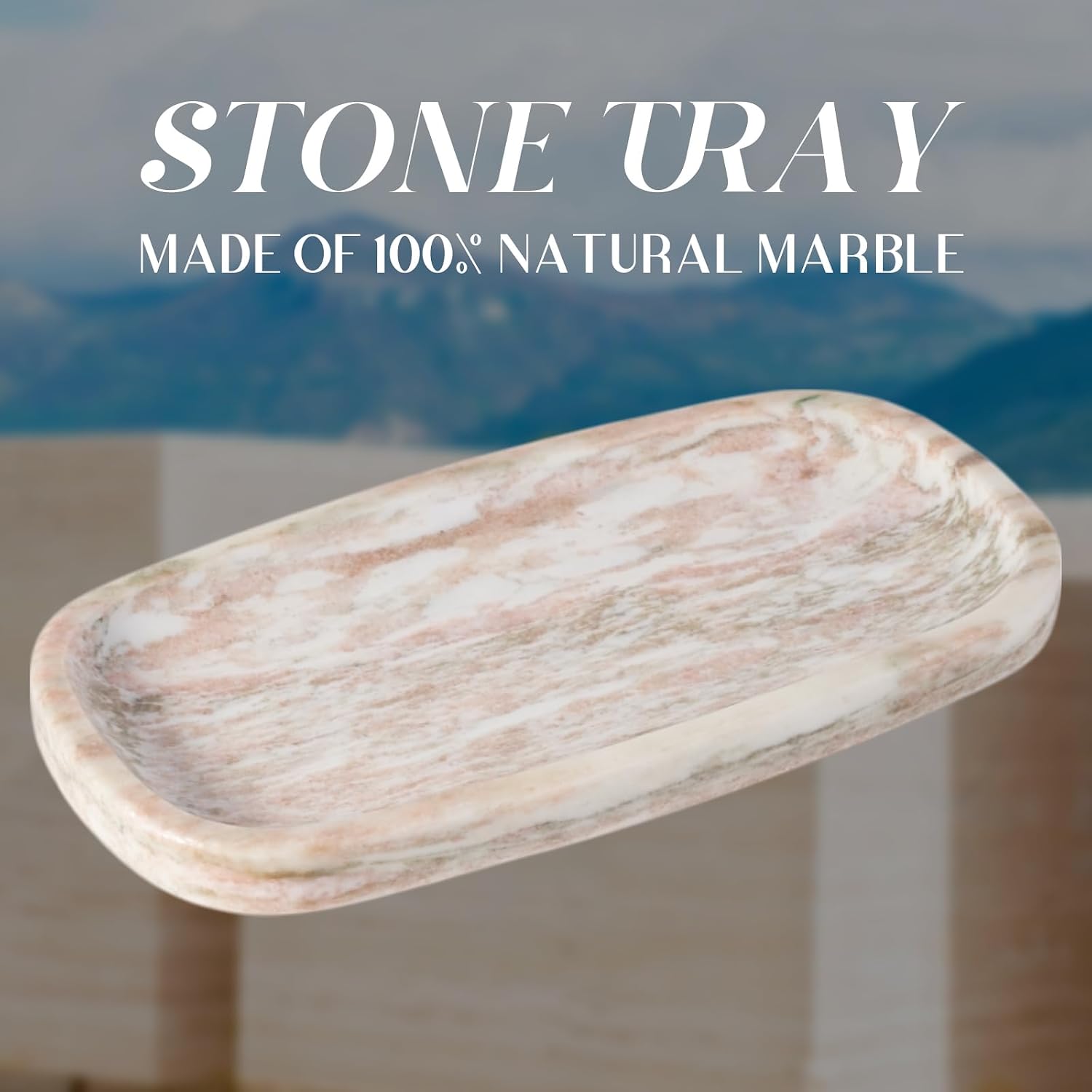 Natural Marble Tray / Norway Red / 10 x 5 x 0.7