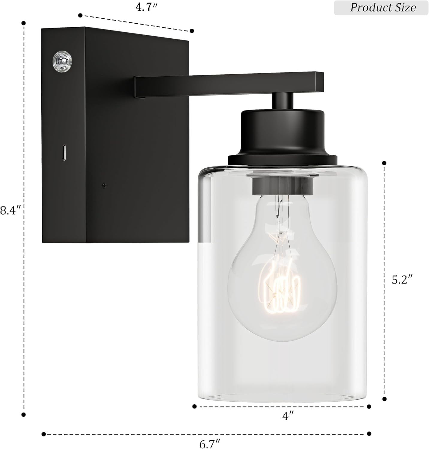 Wireless Battery Operated Wall Sconce Set of Two with Remote Control | Black Dimmable Rechargeable Wall Lights with