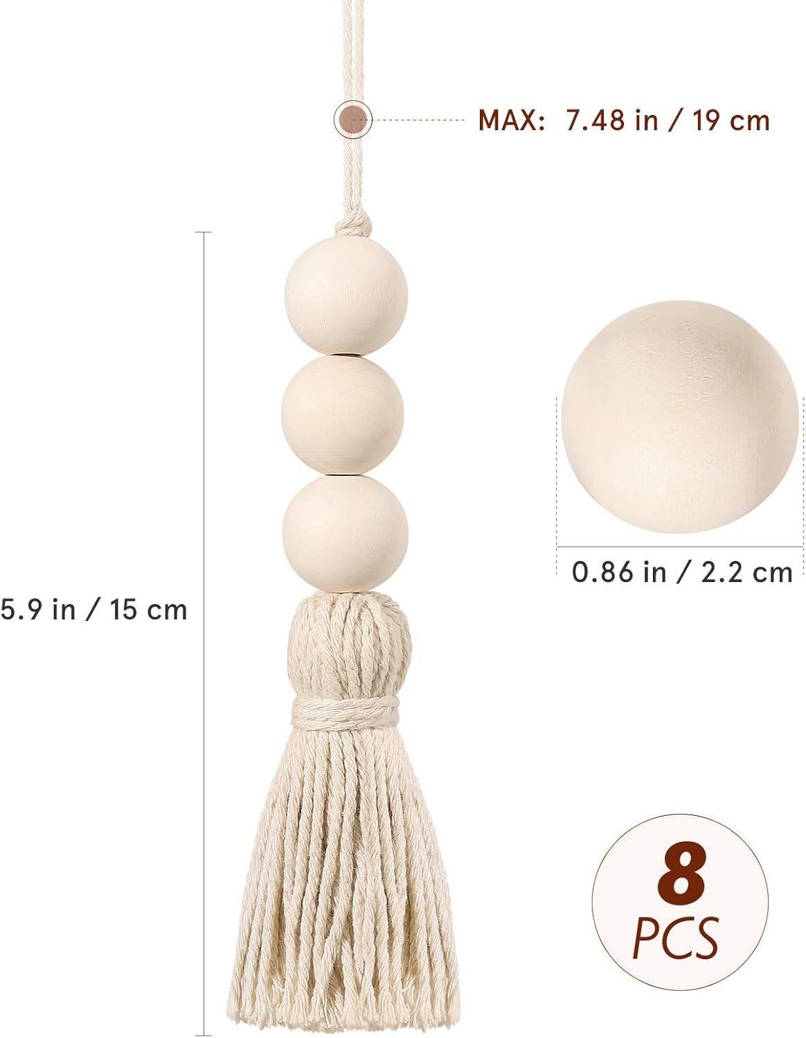 Jute Rope Garland / Natural / 14 Inch / Set of 8