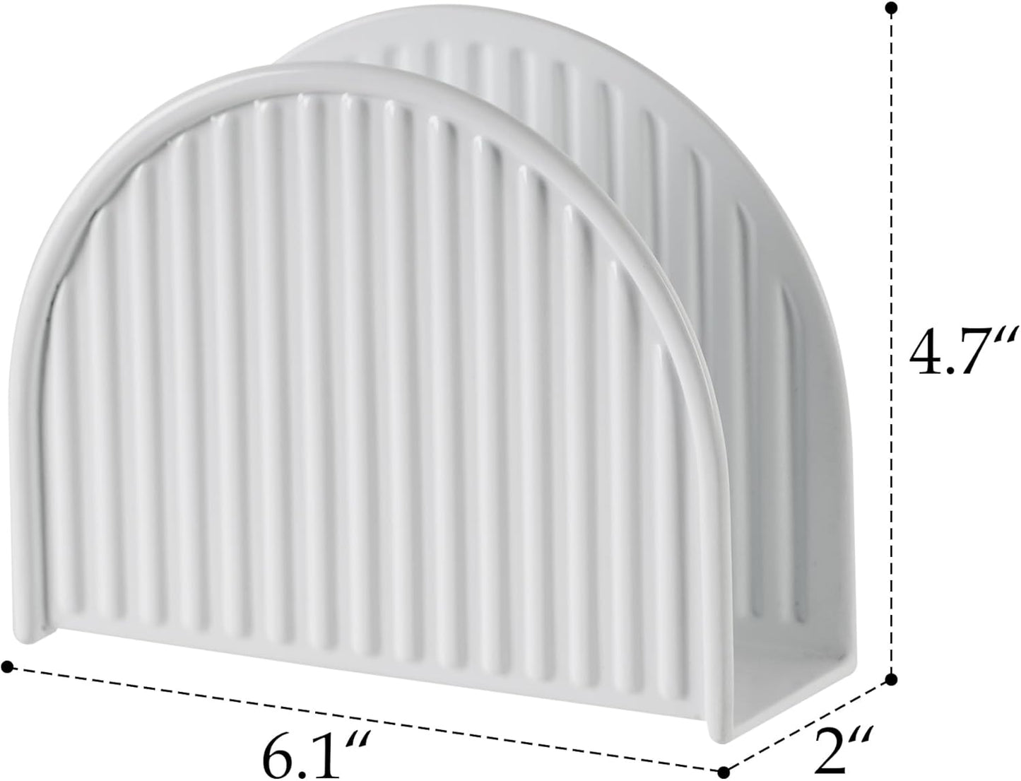 White Napkin Holder / Vertical Stripe White