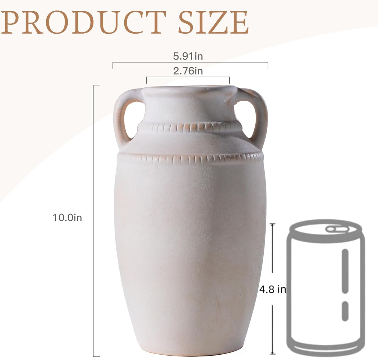 Ceramic Vase / Modern Boho Home Decor / Beige / 10.5 Inch
