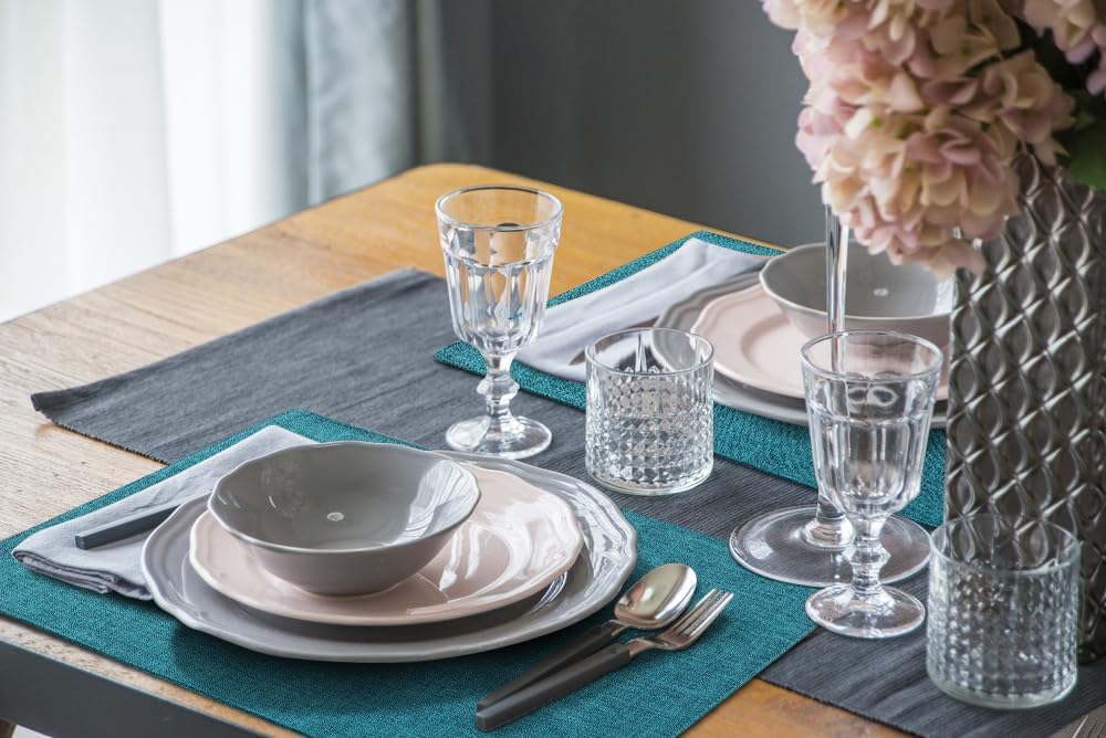 Faux Cotton Linen Placemats Set of 8, Cloth Washable Farmhouse Dining Table Mats for Indoors & Outdoors, Easy to Clean