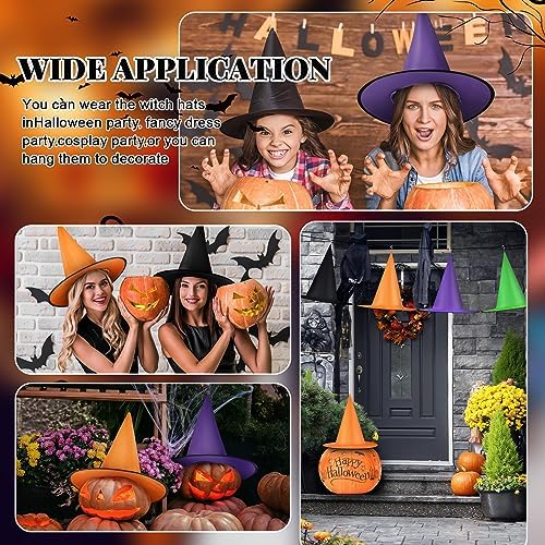 Suhine 12 Pcs Halloween Witch Hat Decor