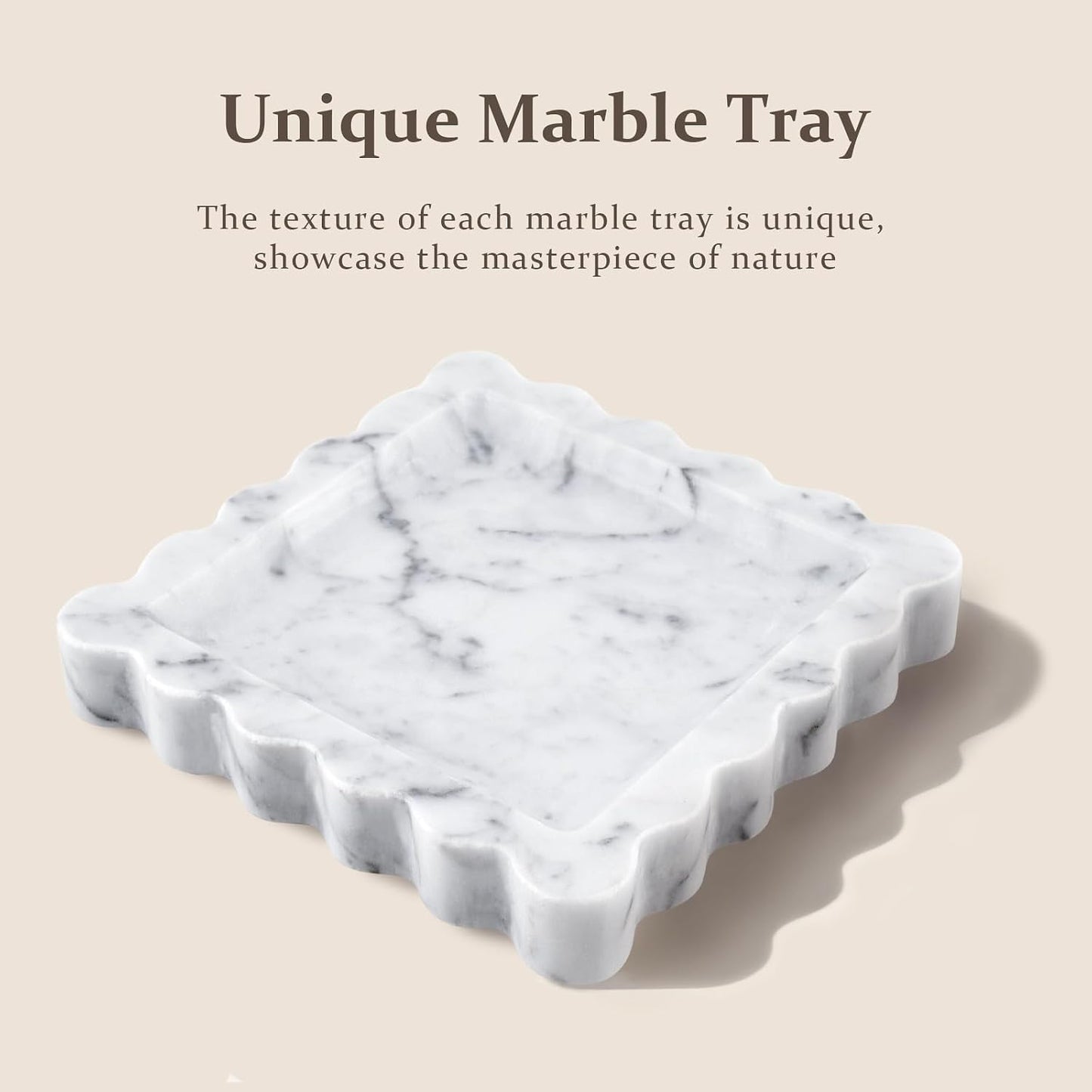 Scalloped Tray / Stone Tray / Square / Natural