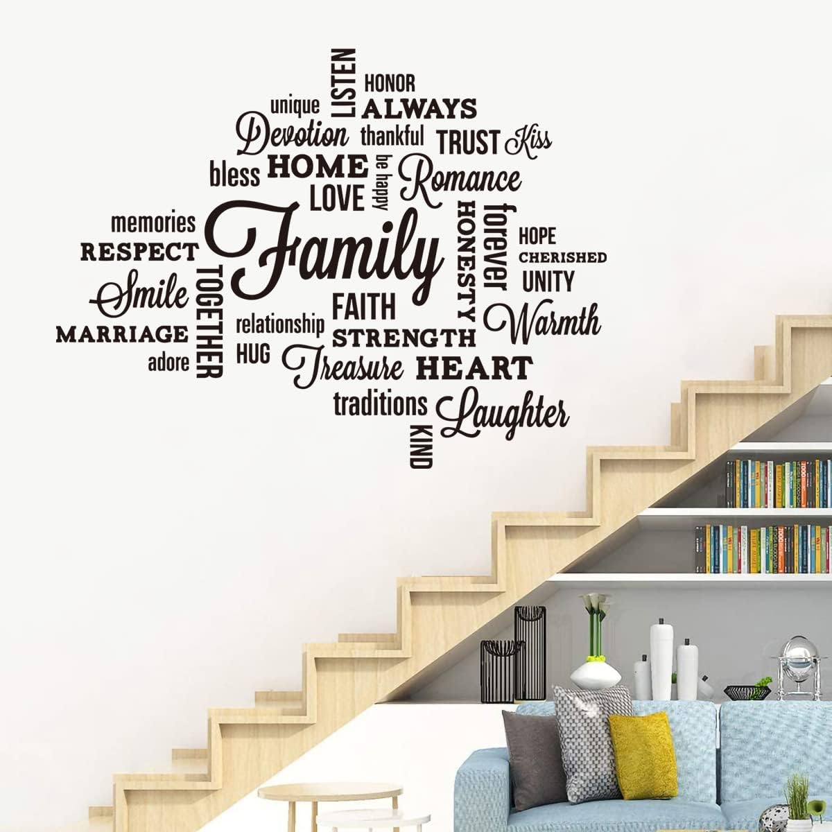 Removable Family Wall Decal Quotes Saying Family Words Sign Vinyl Wall Stickers Positive Energy / A