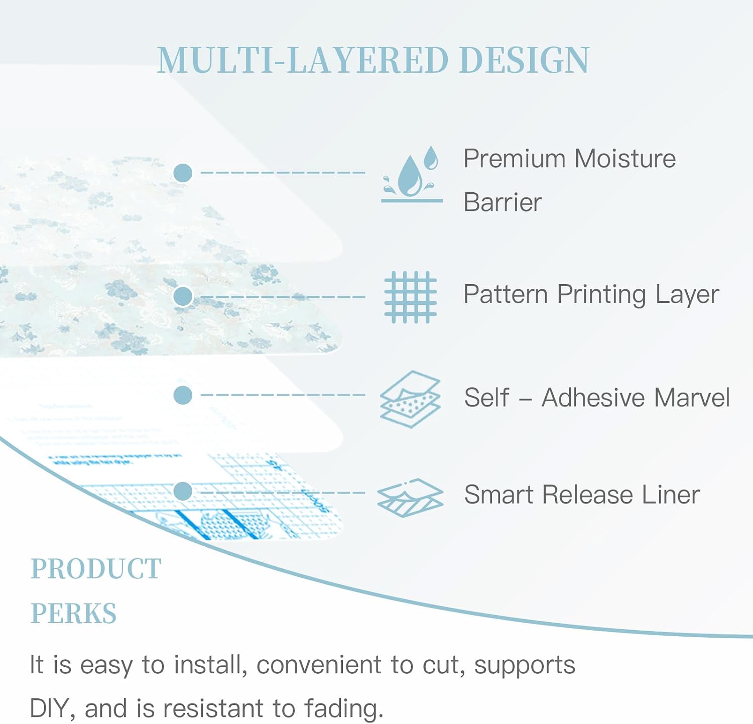Wallpaper Floral Contact Paper Peel and Stick Wallpaper White Vintage French / 17.3 x 362 / Blue