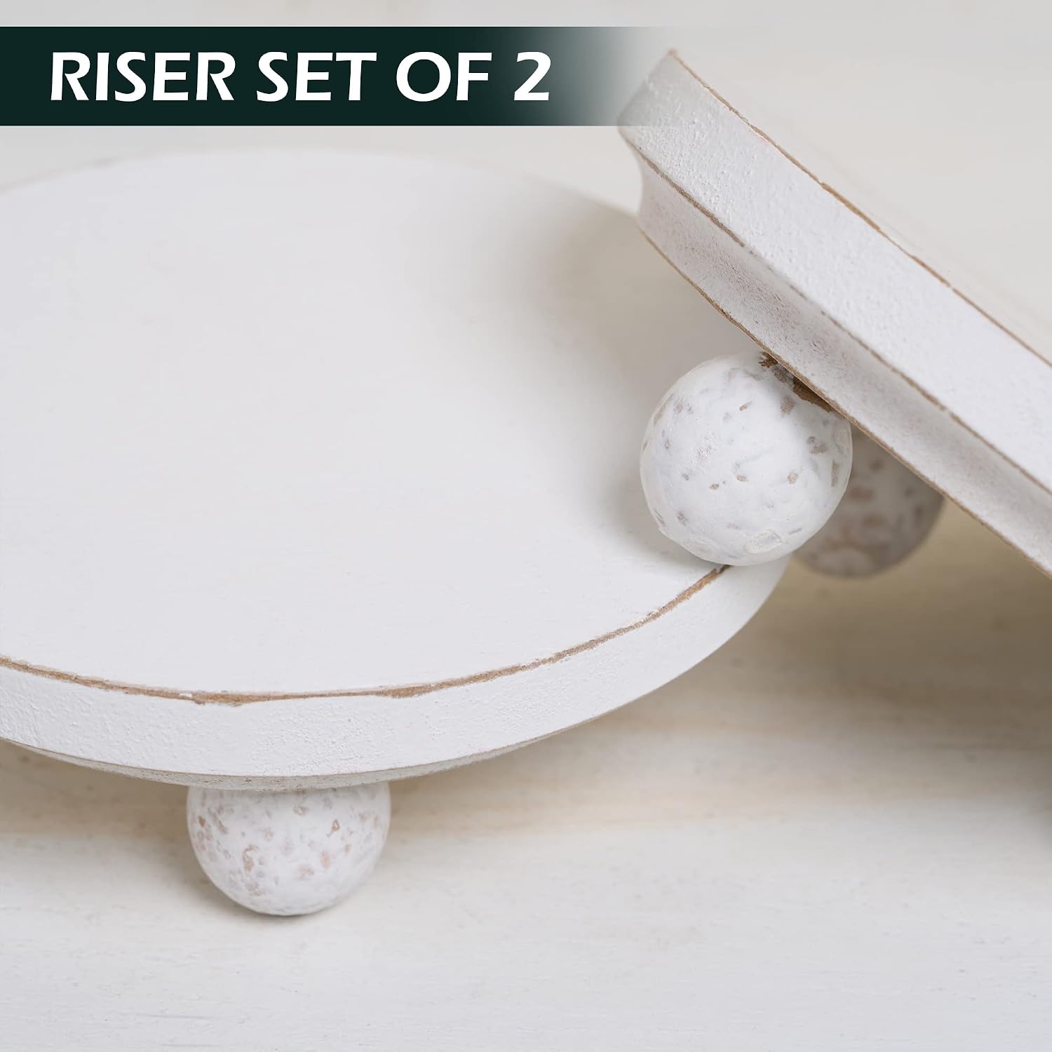 Farmhouse Wood Riser / 4" White-round / 4 Inch