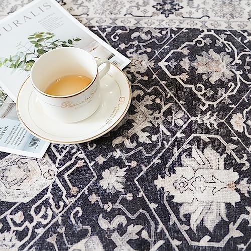 Washable 3x25 Extra Long Runners: Oriental Soft Non-Slip Hallway Runner Rugs for Kitchen Dining Room Indoor Low Pile