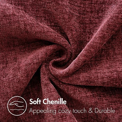 MIULEE Soft Chenille Throw Pillow Covers Burgundy 18x18 Inch Pack of 2