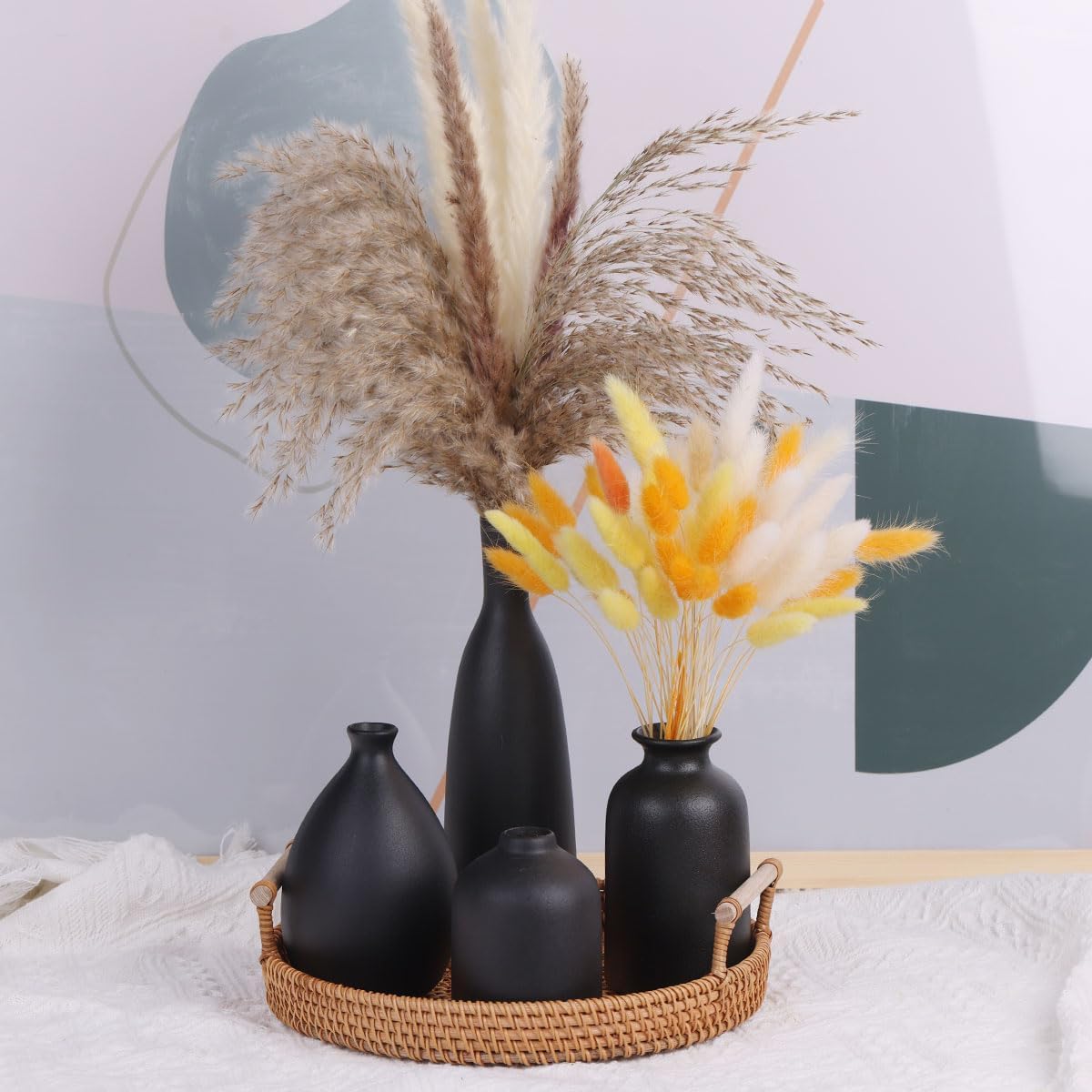 Black Ceramic Bud Vases / Matte Black Set / Set of 4