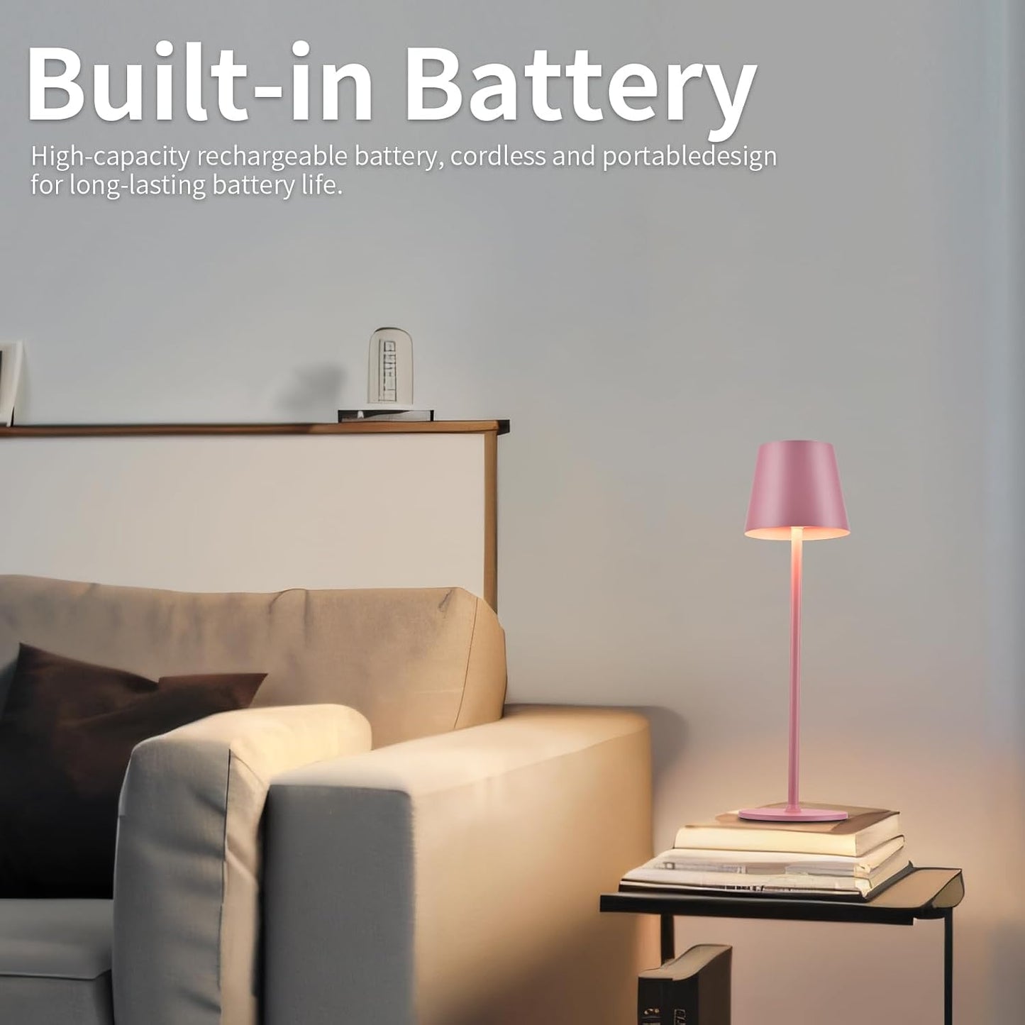 BGFHome Cordless Table Lamp LED Desk lamp,5000mAh Rechargeable Touch Night Light Wireless Minimalist Design