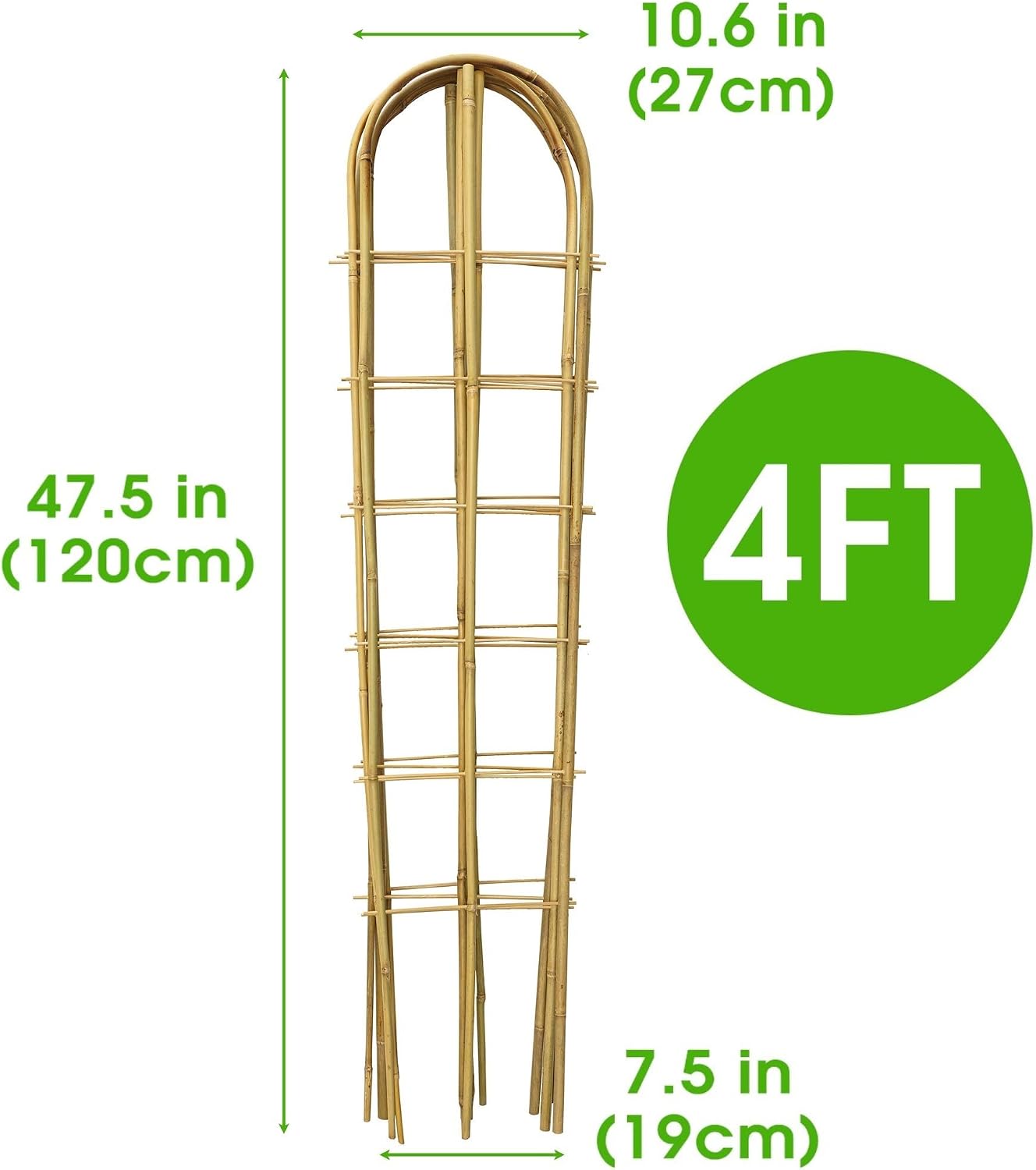 SWANGSA 6 Pack 4Ft U-Shape Bamboo Trellis for Climbing Plants, Garden Ladder Trellis for Outdoor and Indoor Plant