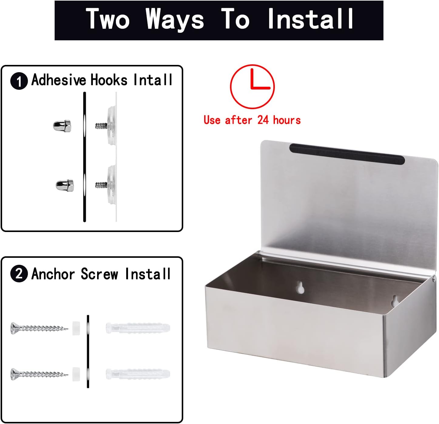 Adhesive Toilet Paper Holder with Shelf and Storage, Wall Mount Toilet Paper Roll Holder & Flushable Wipes Dispenser