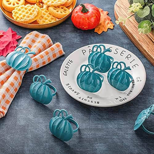 Patelai 12 Pieces Fall Pumpkin Napkin Rings Thanksgiving, Blue