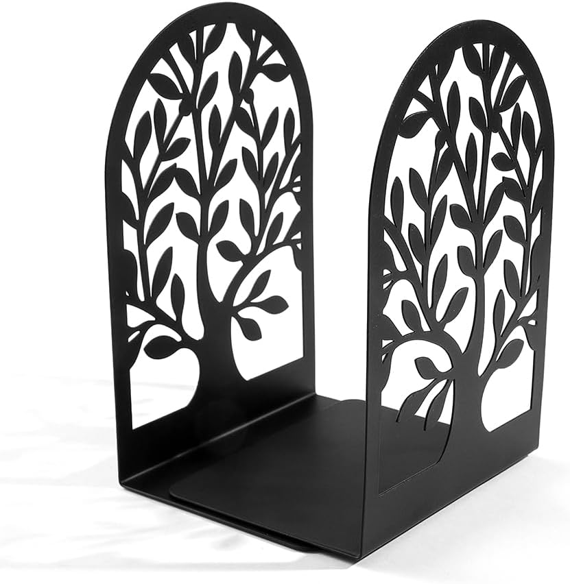 Tree of Life Metal Book Ends / 3 Pairs/ Style B / Black / Set of 6