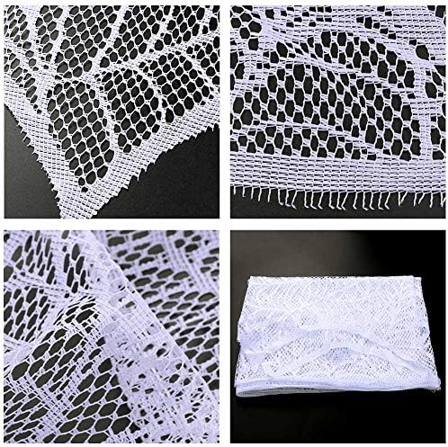 AerWo Halloween Fireplace Mantel Scarf, Halloween Decorations White Lace Spiderweb Fireplace Cover Festive Party Supplies,18 x 98 inch