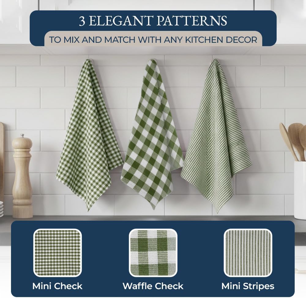LANE LINEN Kitchen Towel and Pot Holder Sets 20 Pc - Eco Friendly Reusable Cotton Dish Towels, Soft Flour Sack Tea