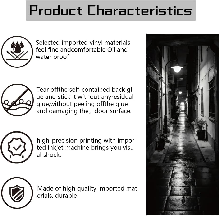 3D Self-Adhesive Door Sticker / Urban Streets / 31.5 x 78.7 / Set of 2