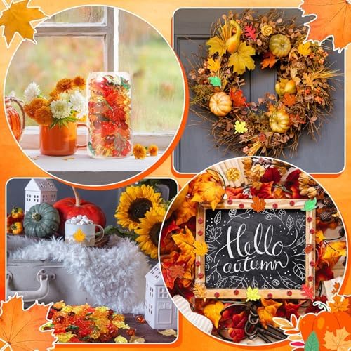 120Pcs Acrylic Leaves Mini Pumpkin Maple Leaves Acorns