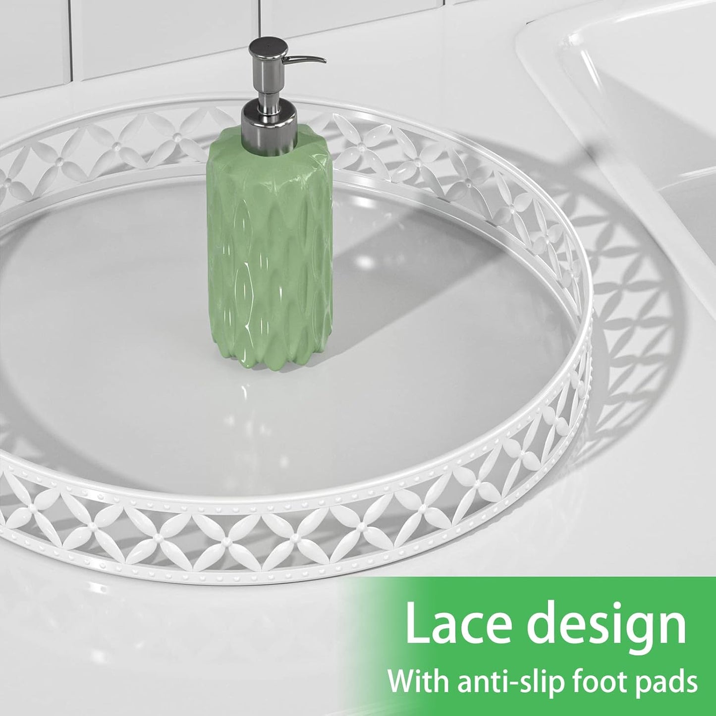 Bathroom Trays for Counter / Floral-white / 11 Inch