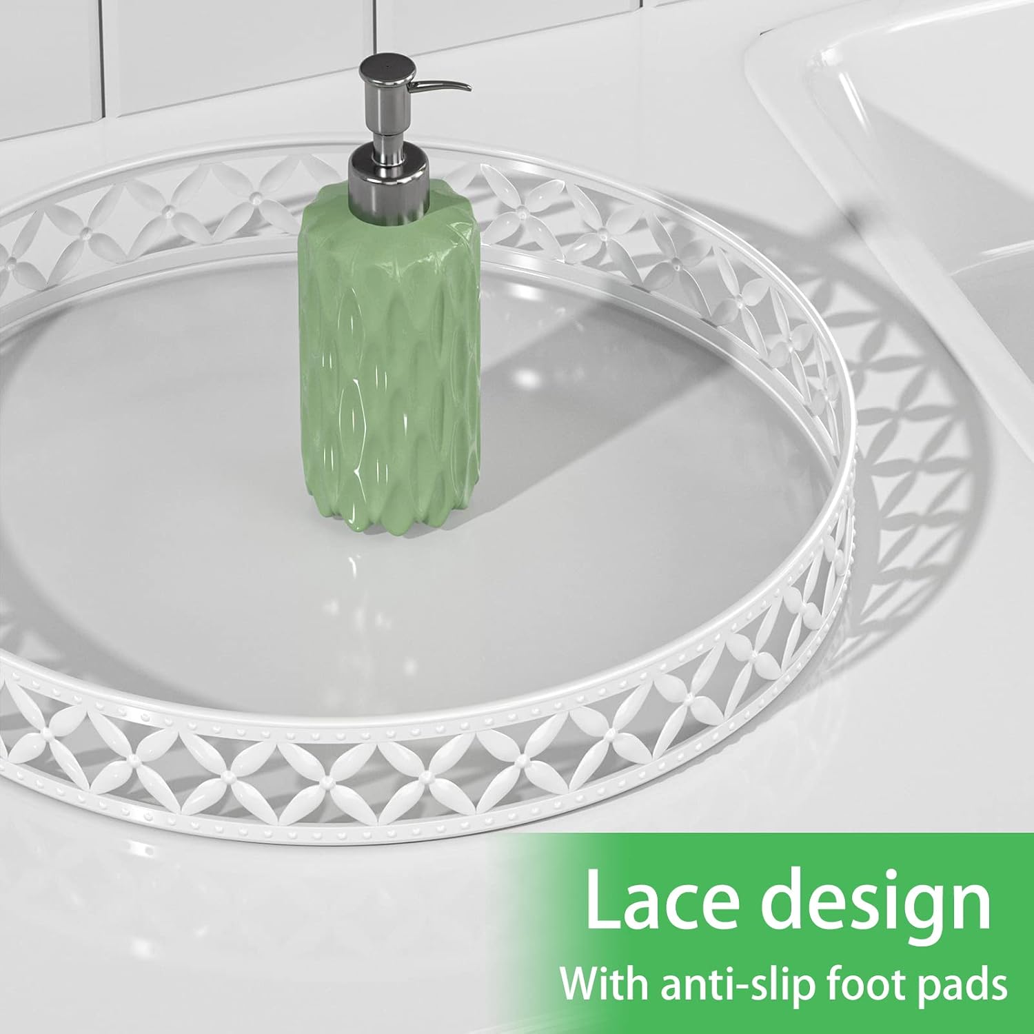 Bathroom Trays for Counter / Floral-white / 11 Inch