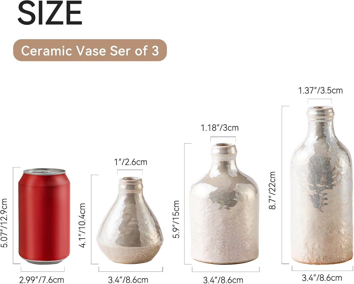 Ceramic Vase / 009-white / Set of 3