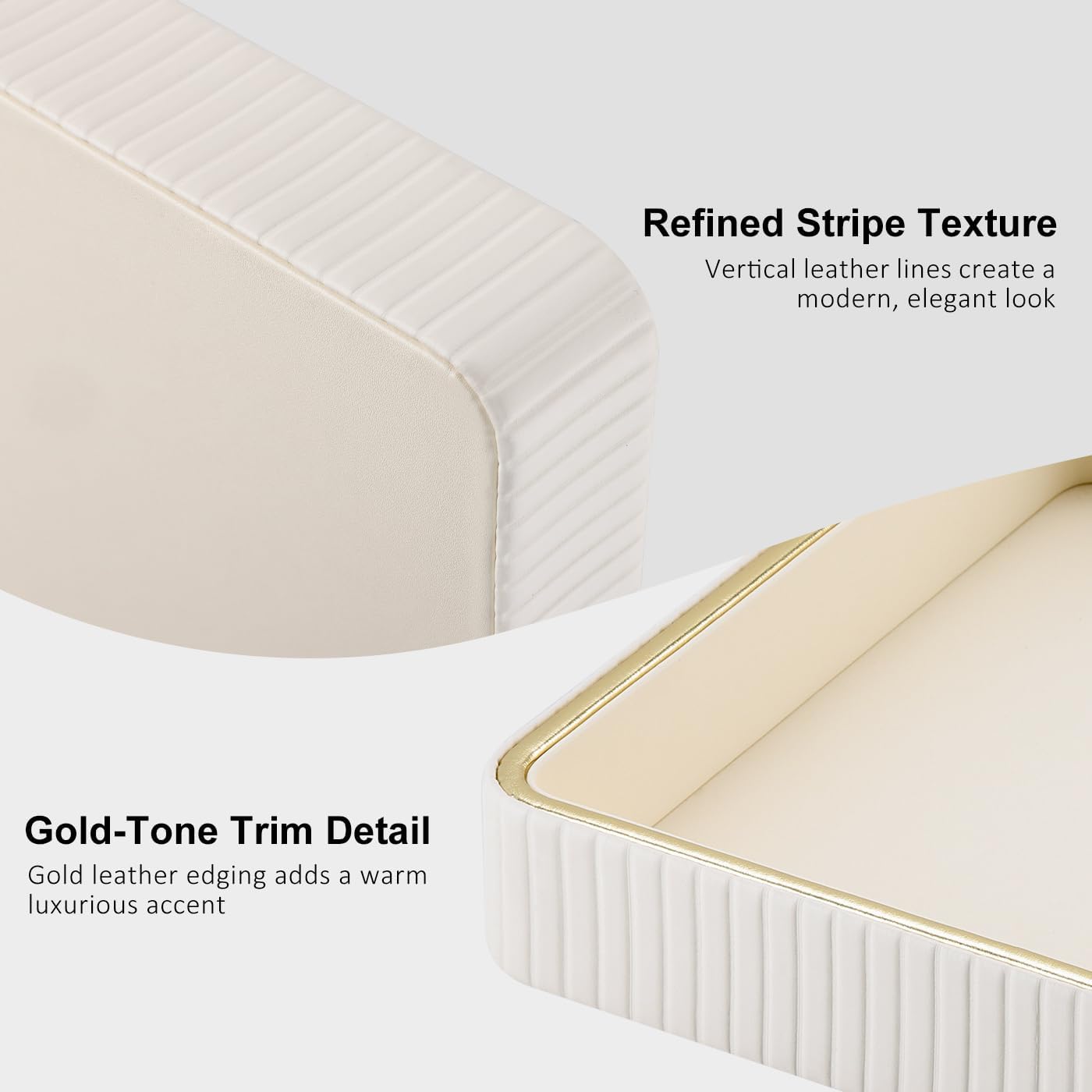Leather Decorative Tray / Cream White