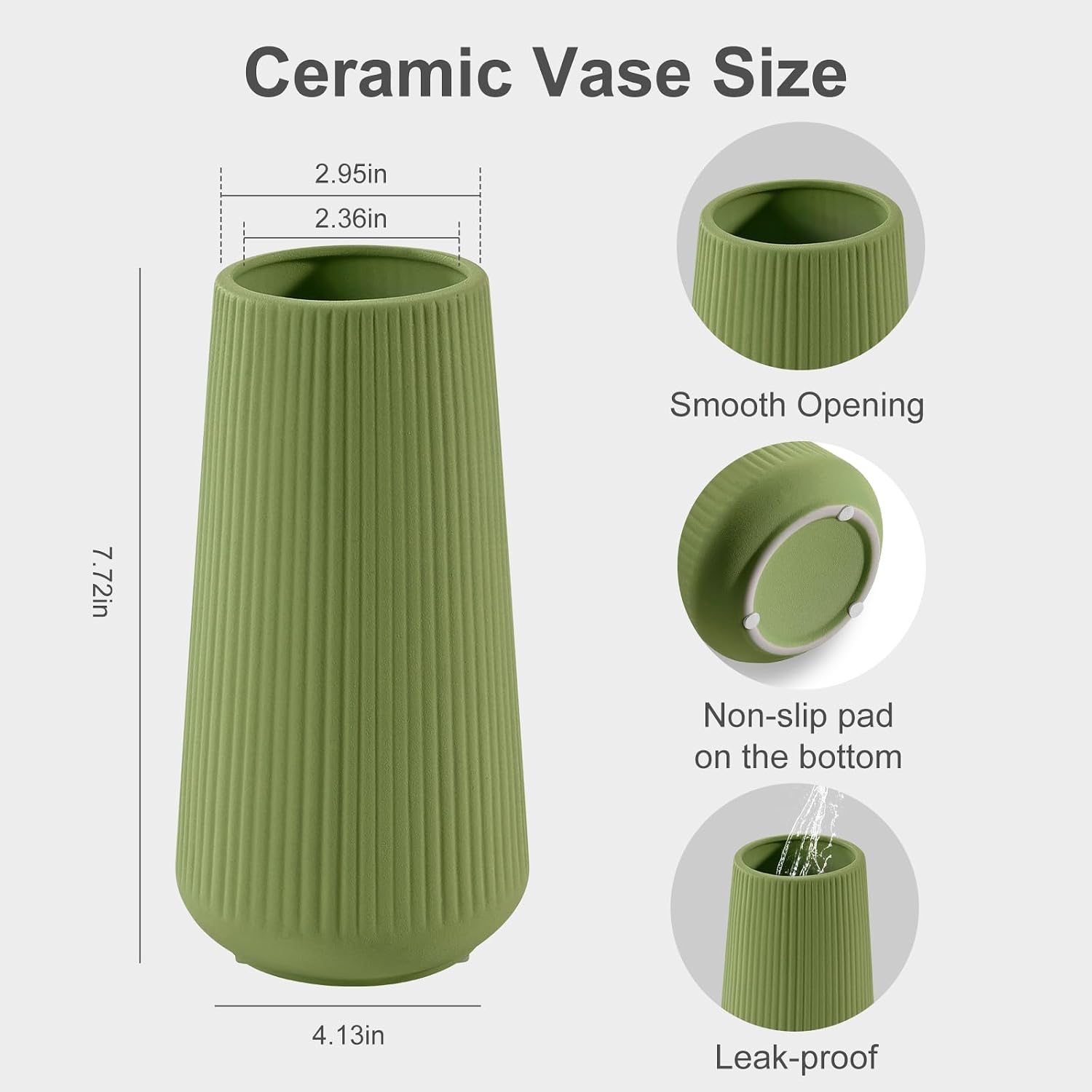 Ceramic Vase / Small Flower Vase for Pampas Grass / Saga Green