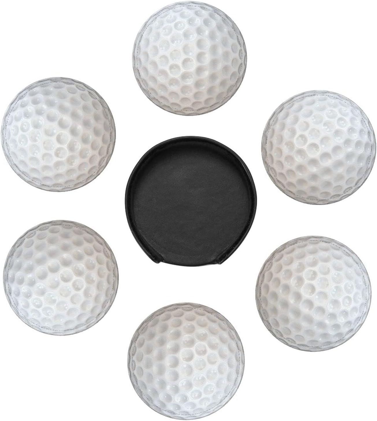 Holder Round Leather Coasters Cups Mugs Mat Pad / White / Set of 6