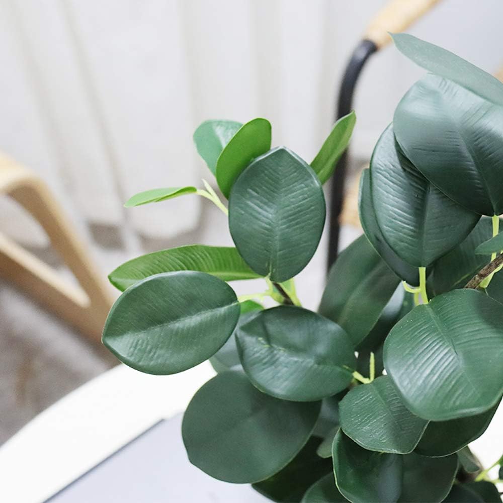 Artificial Ficus Tree Small Fake Plants in Weaved Pot 20" Height / Green