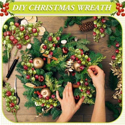 Thiccywoov 48 Pcs Christmas Picks and Sprays Tree Picks, 8 Inch
