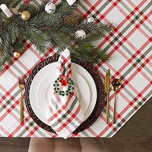 wonlex Christmas Napkin Rings Set of 6, Green Diamonds Napkin Ring for Wedding, Thanksgiving Day, Family Gatherings, Birthday and Dinner Party, Serviette for Thanksgiving Day, Xmas (Christmas Wreath)