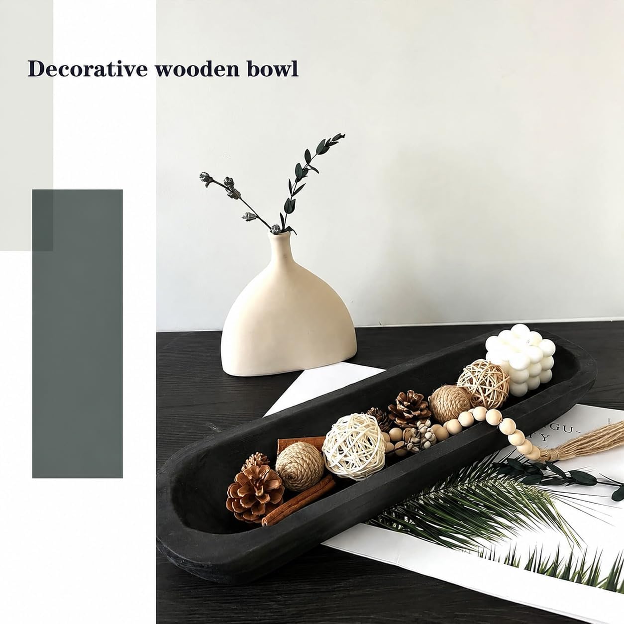 Wooden Dough Bowl Decor / 20inch Black