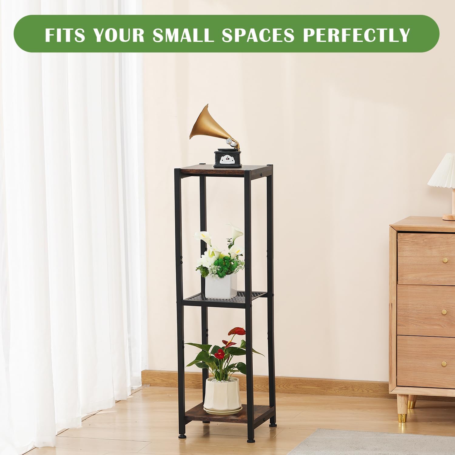 Dipion 3 Tier Pedestal Stand,40 Inch Tall Plant Stand Indoor,Rustic Brown | Eye-Catching,Rock-Solid