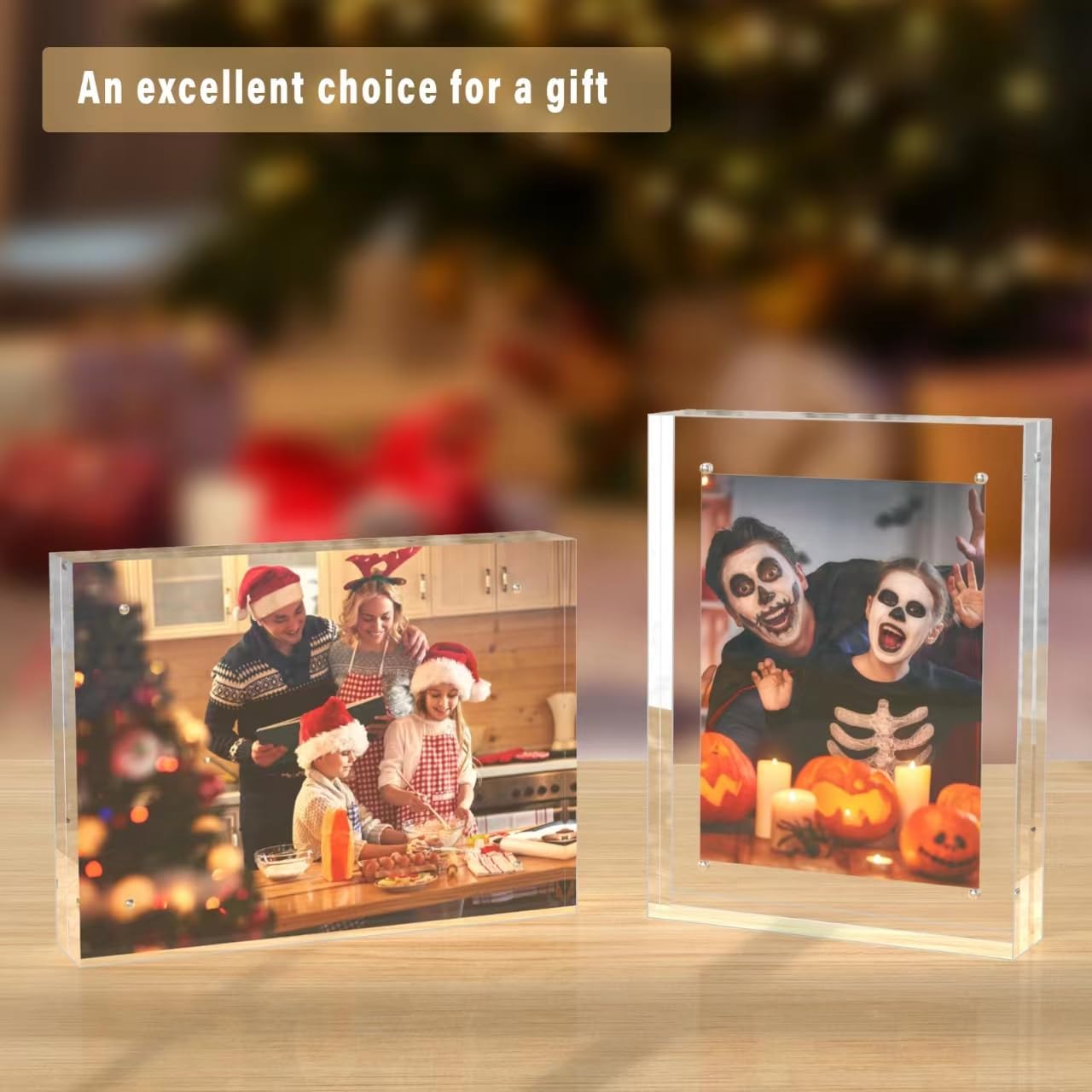 HELPLEX 5 Pack 8.5x11 Acrylic Picture Frames, 24mm Thicker Frameless Clear Frame Double Sided Magnetic Frame, Free