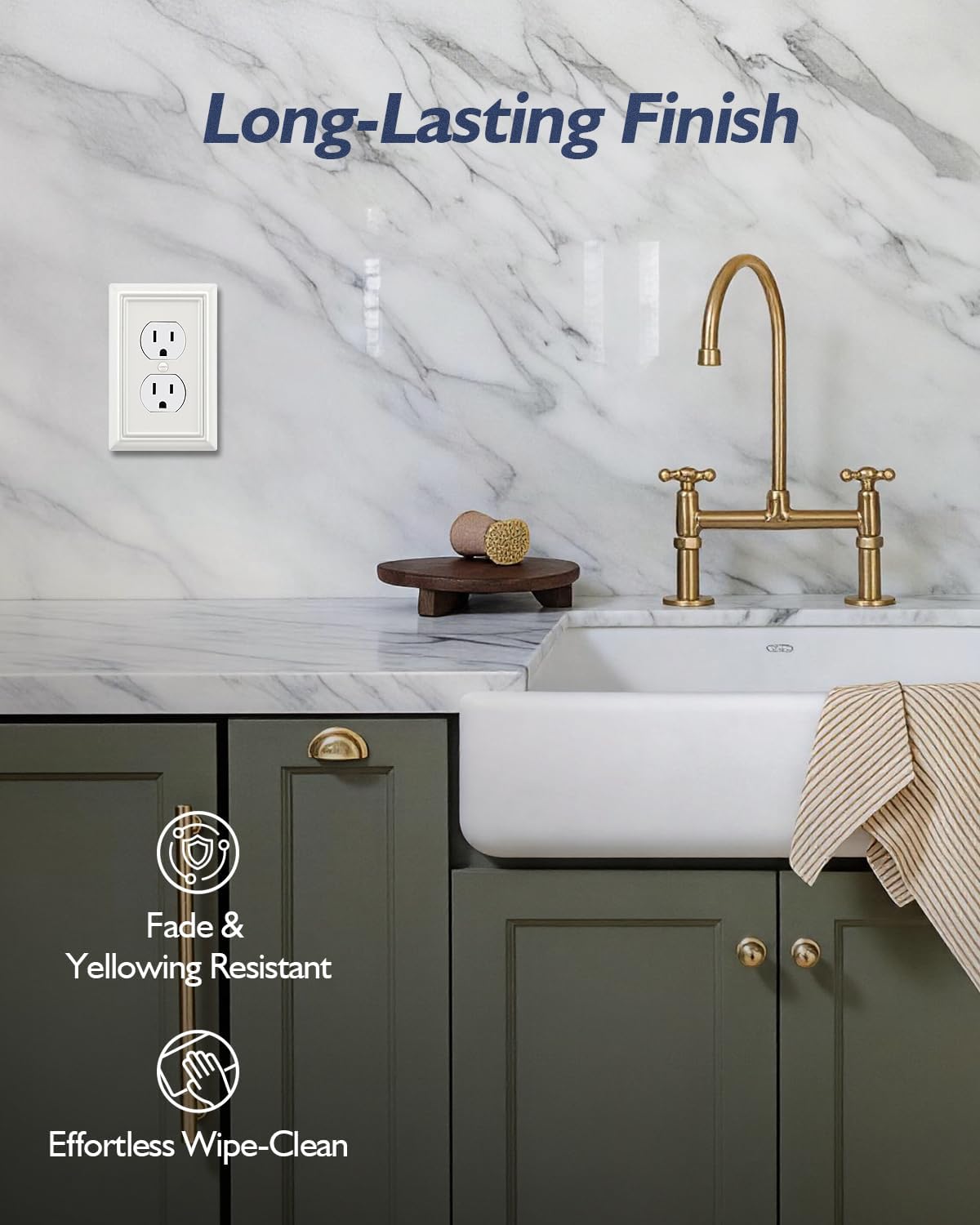 Switch Plates Outlet Covers, 6-Pack Metal Wall Plates, Off White | Midsize Duplex Outlet Cover, Ideal for Electrical
