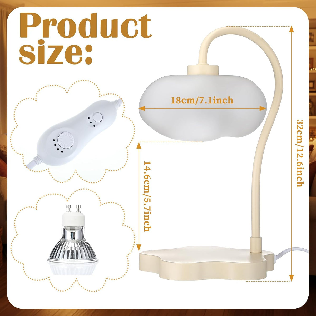Glooglitter Cloud Candle Warmer Lamp with Timer Dimmer | Adjustable Wax Melt Warmer with Dimmer, Safe Flameless Warming