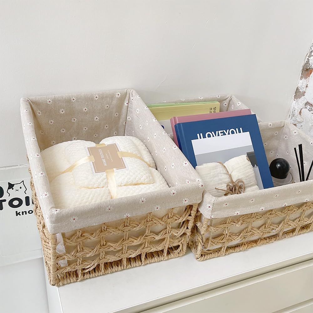 Boho Paper Rope Basket / Beige